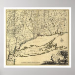 Long Island and Connecticut Map 1780 Print