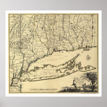 Long Island and Connecticut Map 1780 Print