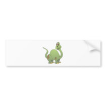 Long Neck Green Dinosaur Cartoon Bumper Stickers