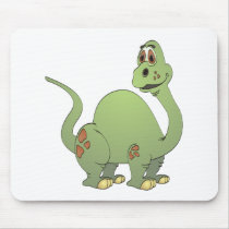 Long Neck Green Dinosaur Cartoon Mouse Pads