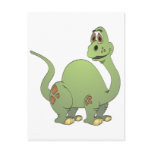 Long Neck Green Dinosaur Cartoon Postcard