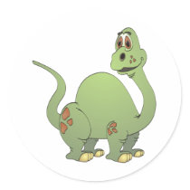Long Neck Green Dinosaur Cartoon Sticker