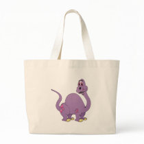 Long Neck Purple Dinosaur Cartoon Tote Bags