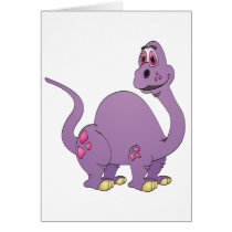 Long Neck Purple Dinosaur Cartoon Greeting Card