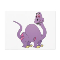 Long Neck Purple Dinosaur Cartoon Postcard