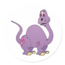 Long Neck Purple Dinosaur Cartoon Stickers
