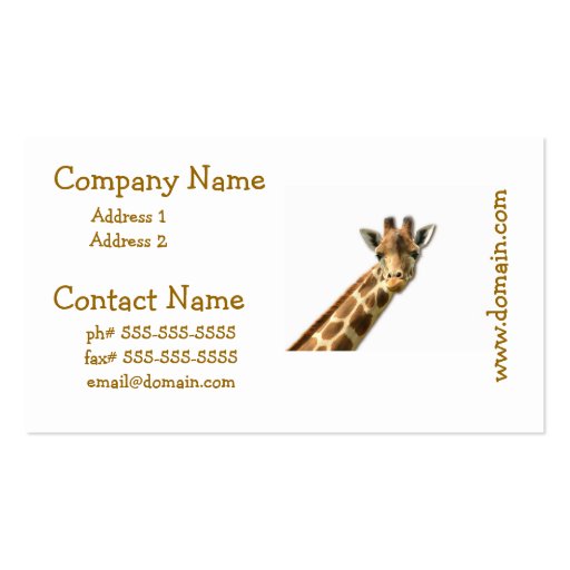 Long Necked Giraffe Business Cards (front side)