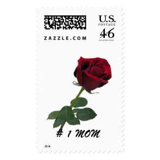 Long Stem Deep Red Rose stamp