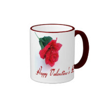 Long Stemmed Rose Happy Valentine's Day Mugs