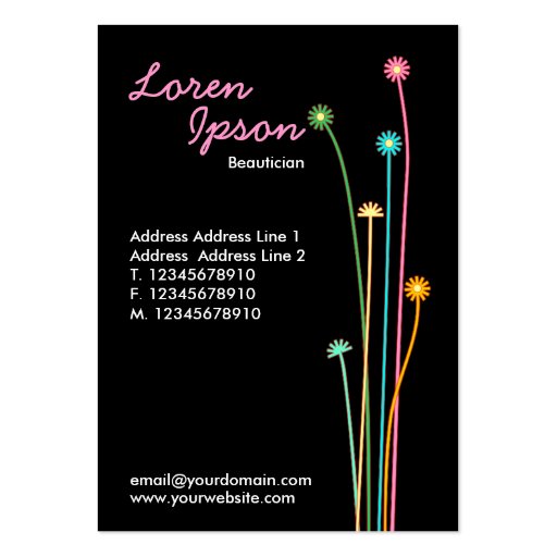 Long Stems - Black (chubby) Business Cards (back side)