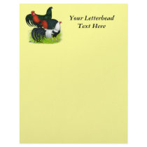 Long-tailed Rooster Trio Letterhead Design