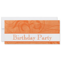 Long Vibrant Orange Birthday Party Invitations by SublimeStationery Long Vibrant Orange Birthday Party Invitations