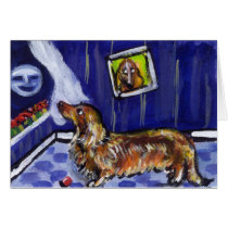 longhaired dachsund senses smiling moon cards by zadajeanne longhaired dachsund senses smiling moon cards
