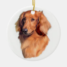 Longhaired Dachsund Xmas Ornaments