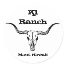 longhorn, K1 Ranch, Maui, Hawaii stickers by aschebler longhorn, K1 Ranch, Maui, Hawaii stickers