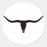 Longhorn Skull Black and Red Round Sticker