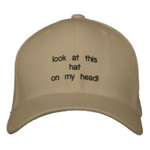 look at this hat on my head! embroidered hats