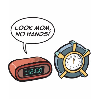 Look Mom, No Hands! Tee Shirt by glenndesigns. Silly clock humor.