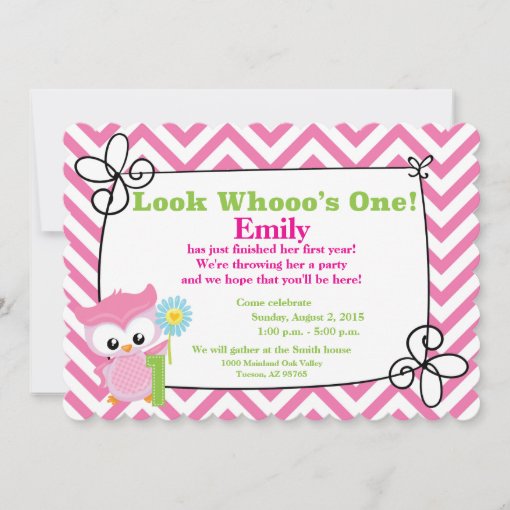 Look Whooo S One Owl First Birthday Invitation Zazzle