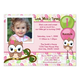 Look Whoo's Turning OWL birthday invitation(photo) 5x7 Paper Invitation Card