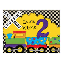 Look Who's 2 Birthday Train Cards Post Cards