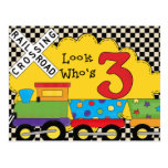Look Who's 3 Birthday Train Cards Post Cards
