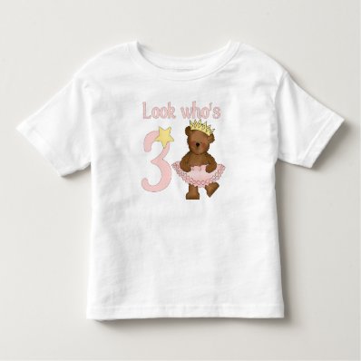 Look who&#39;s 3 girl birthday tee shirt