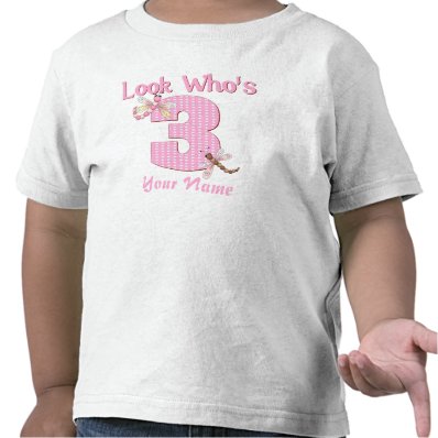 Look who&#39;s 3 pink dragonfly t-shirt