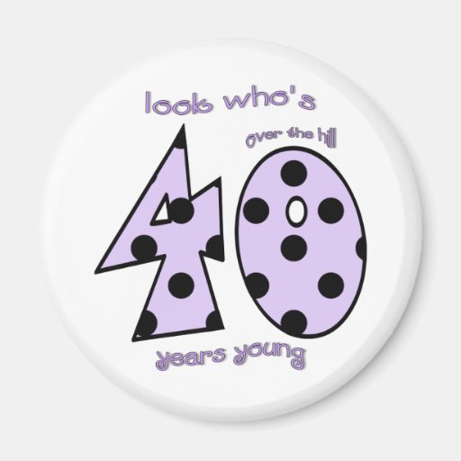 look who's 40 birthday - purple polka dots fridge magnet