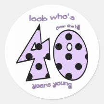look who's 40 birthday - purple polka dots sticker