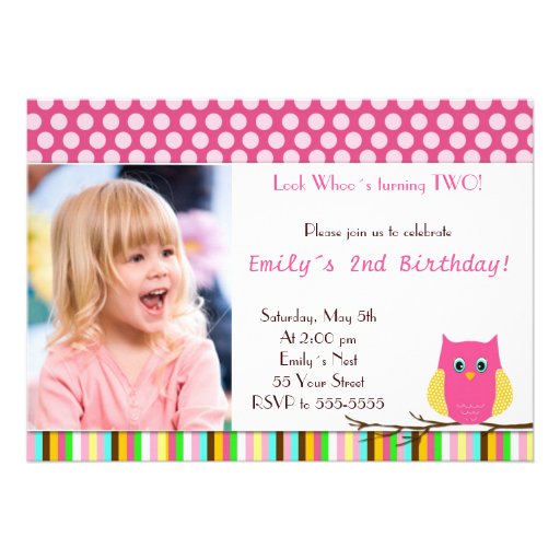 Look Whos Owl Birthday Party Invitation Polka Dots