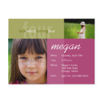 look who's turning four • Birthday Invitation postcards