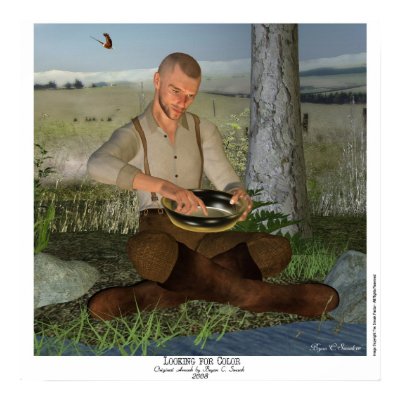 "Looking for Color" Gold Prospector 3D Art Panning Poster by GoldProspectingShirt