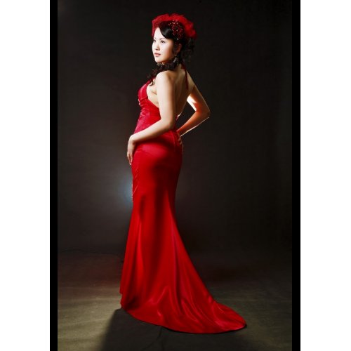 Looking over the shoulder in the Red Dress card