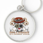 looking steampunked steampunk collage art key chain