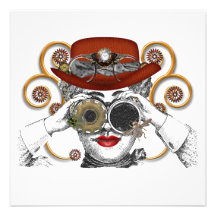 looking steampunked steampunk dude invitations