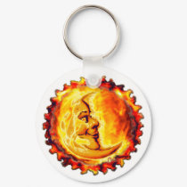 Looking Up Sun Moon Keychain