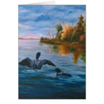 Loon Dance Blank Card by bmthour Loon Dance Blank Card