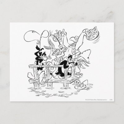 Looney Tunes Gone Fishing postcards