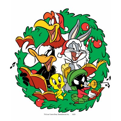 Looney Tunes Group Christmas Wreath shirts