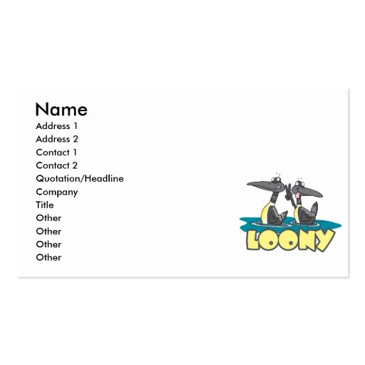 loony loons bird cartoon business card templates