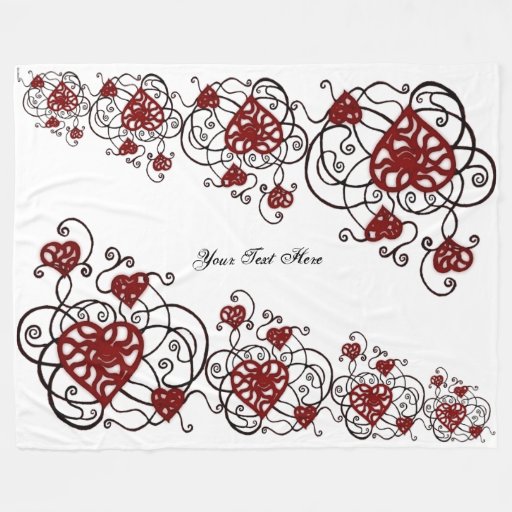 Loopy Love Heart Trellis Fleece Blanket Zazzle