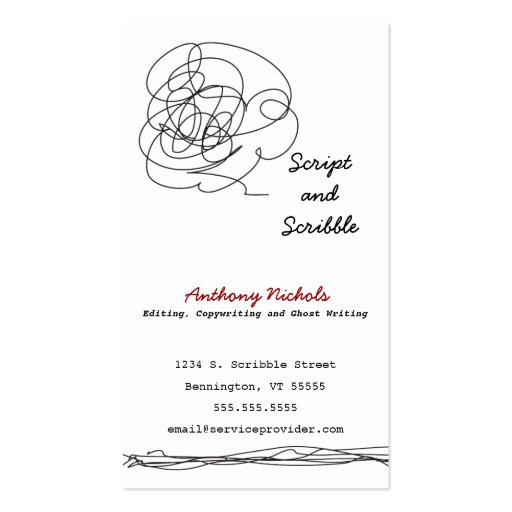 Loose Scribble Art Business Card (front side)