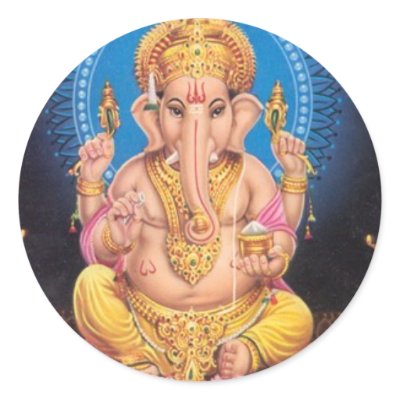 Lord Ganesh Round Sticker by Ashmith