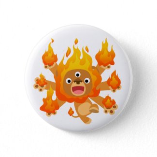 Lord of Fire!! (cute cartoon lion) Button Badge button