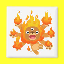 Lord des Feuers!! (netter Karikaturlöwe) Magnet