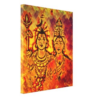 Lord Shiva Parvati Stretched Canvas Print