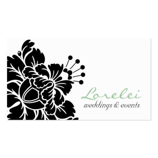 Lorelei Black Damask Flower Chic Business Card