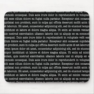 Lorem Ipsum Black Mouse Mats by JamaDesign