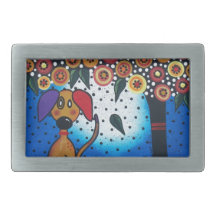 Lori Everett_ Day Of The Dead_Dog, Doggie Art Belt Buckles